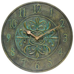 Infinity Instruments 15" Blanc Fleur Wall Clock Bronze Indoor Outdoor